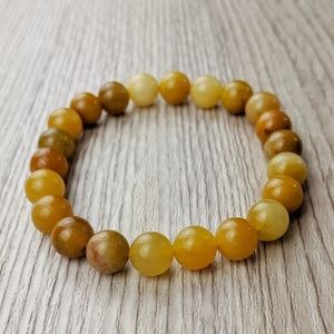 Yellow Jade 8mm Natural Gemstone Handmade Stretch Bracelet